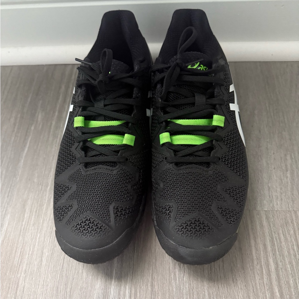 Asics Black and Green Athletic Shoes